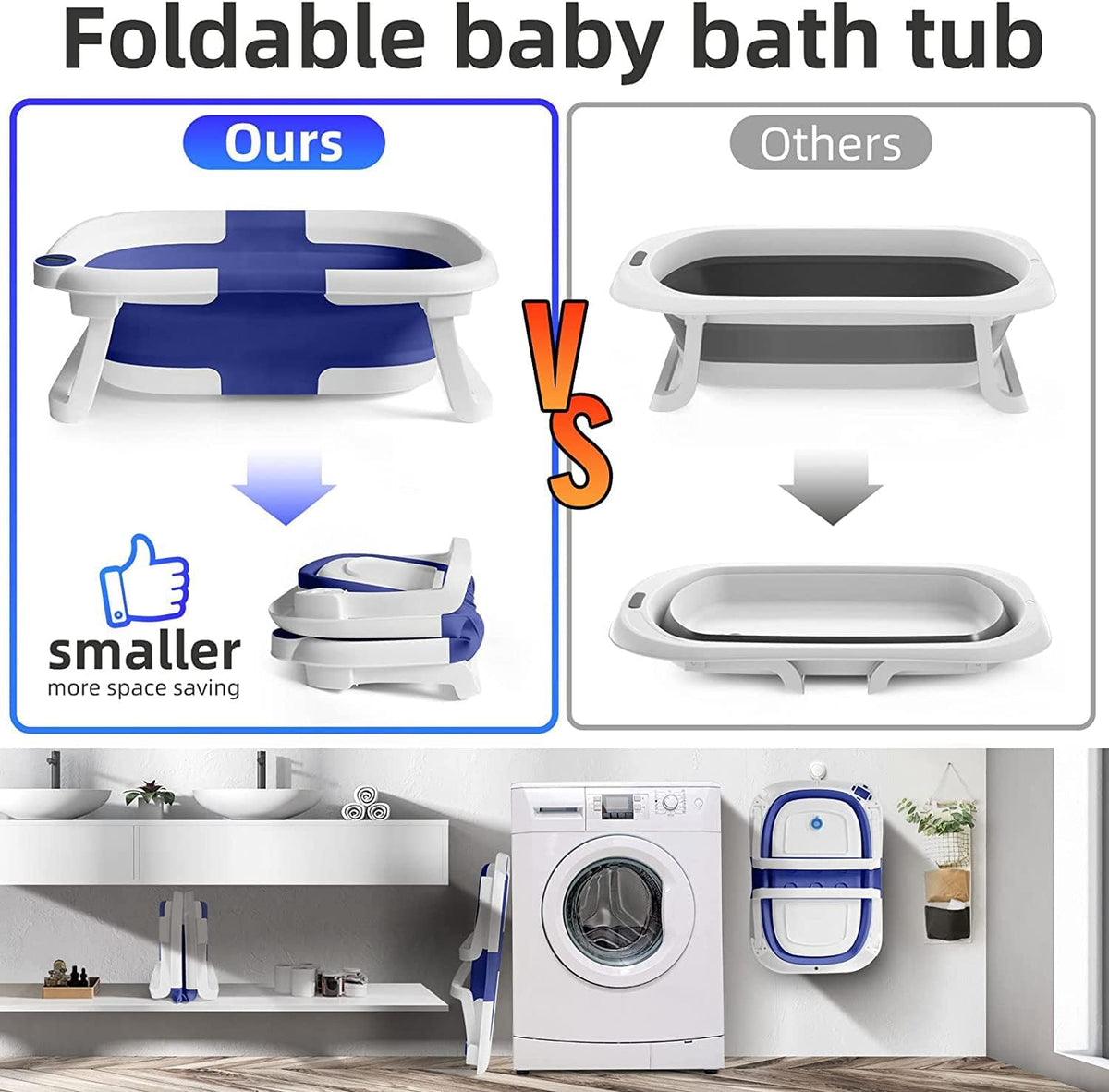 Baby Bath Tub Foldable Bathtub| Blue and White