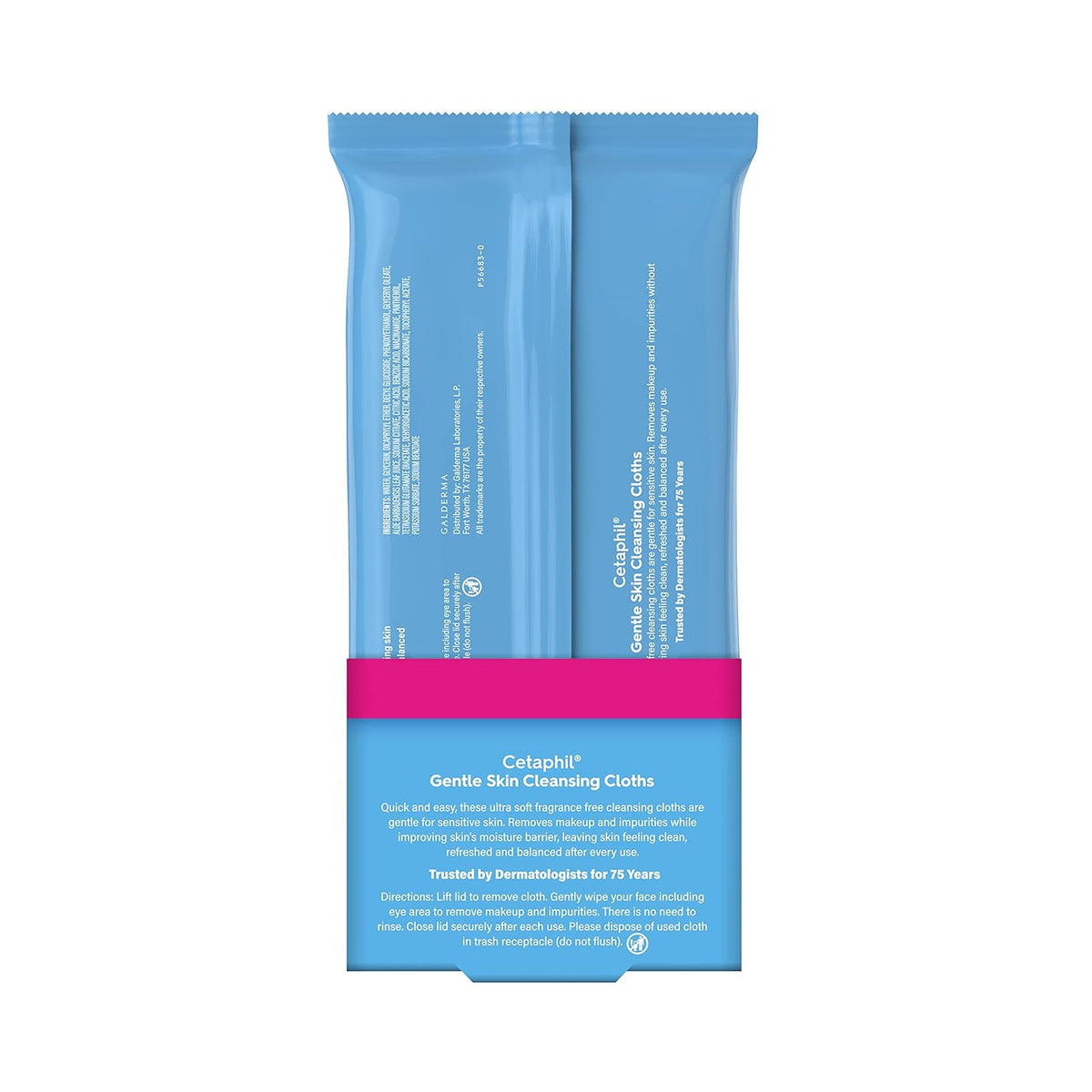 Cetaphil Cleansing Face & Body Wipes, Fragrance Free, 50ct, 2-Pack | Twin Pack, Hypoallergenic
