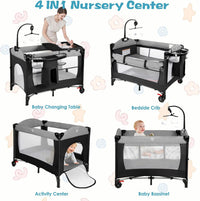 Portable Baby Crib, Foldable Baby Portacot, 4 in 1 Portable Nursery Cente