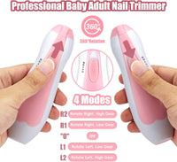 Electric Nail File Drill for Baby No Sharp Claws Hurt, 18 in 1 Safety Cutter Trimmer Clipper for Toes and Fingers (Pink Upgrade)