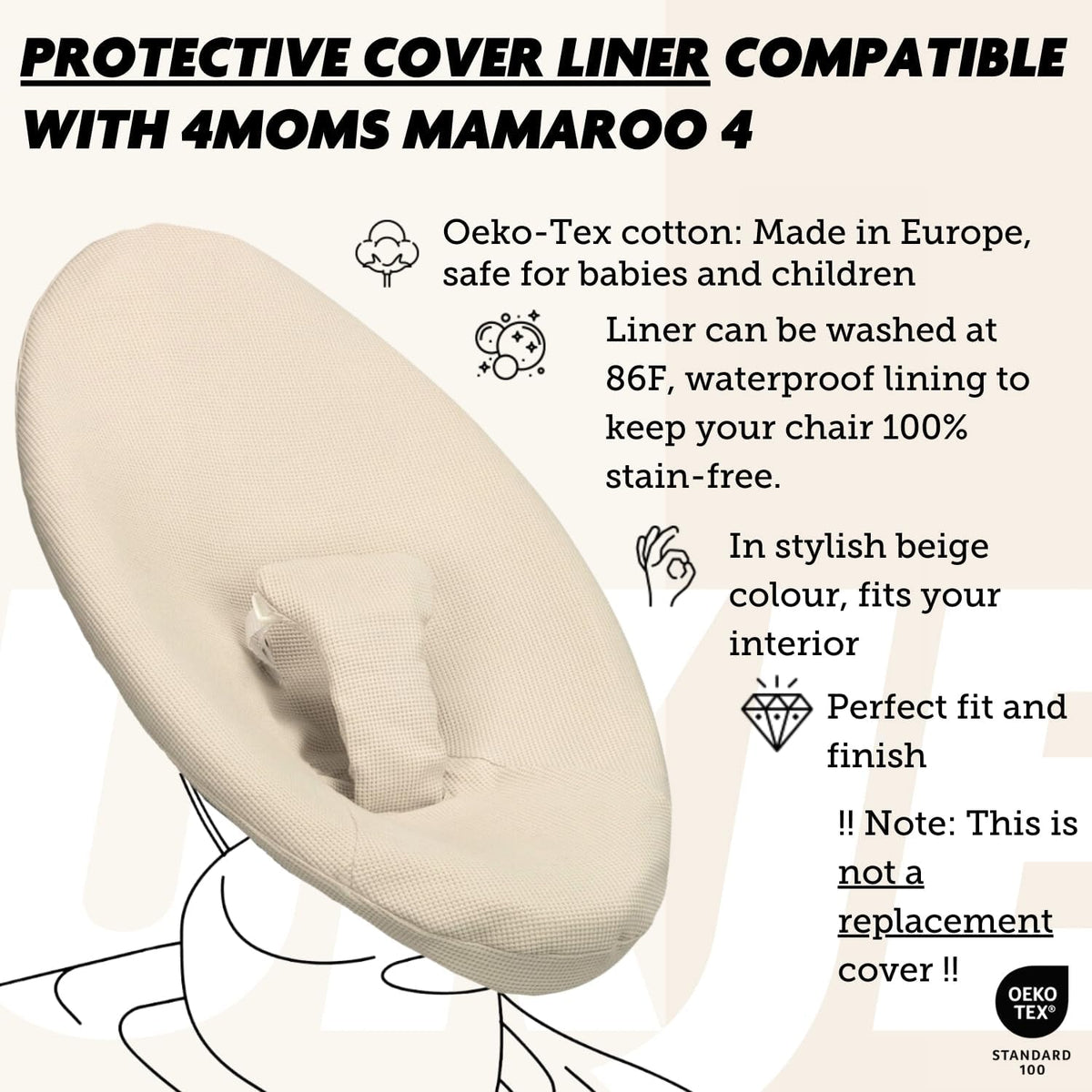 UKJE Liner Baby Rocker Cover - Compatible with 4moms MamaRoo 4 Old Model Before 2022