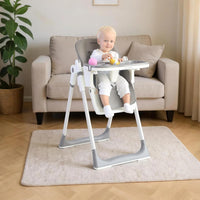 3 in1 High Chair, Easy Clean Foldable Highchair with Adjustable Height, Reclining Mode, 5-Point Safety, Removable Tray, Lockable Wheels, Washable Cushion, Idealfor Babies & Toddlers, Grey