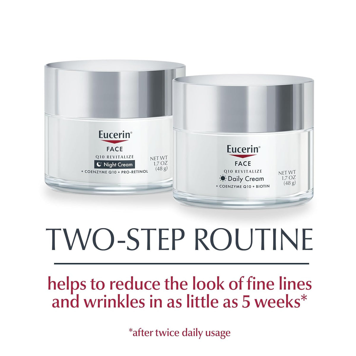 Eucerin Q10 Skin Care Set, Anti Wrinkle Daily Face Cream with Biotin (1.7 Oz) +