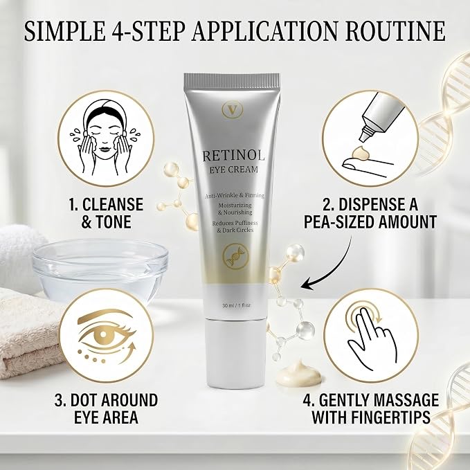 Retinol Under Eye Cream for Dark Circles and Puffiness, 1 Fl Oz | Retinol Eye Cream for Fine Lines, Firming & Moisturizing Skin Care Formula for Women & Men