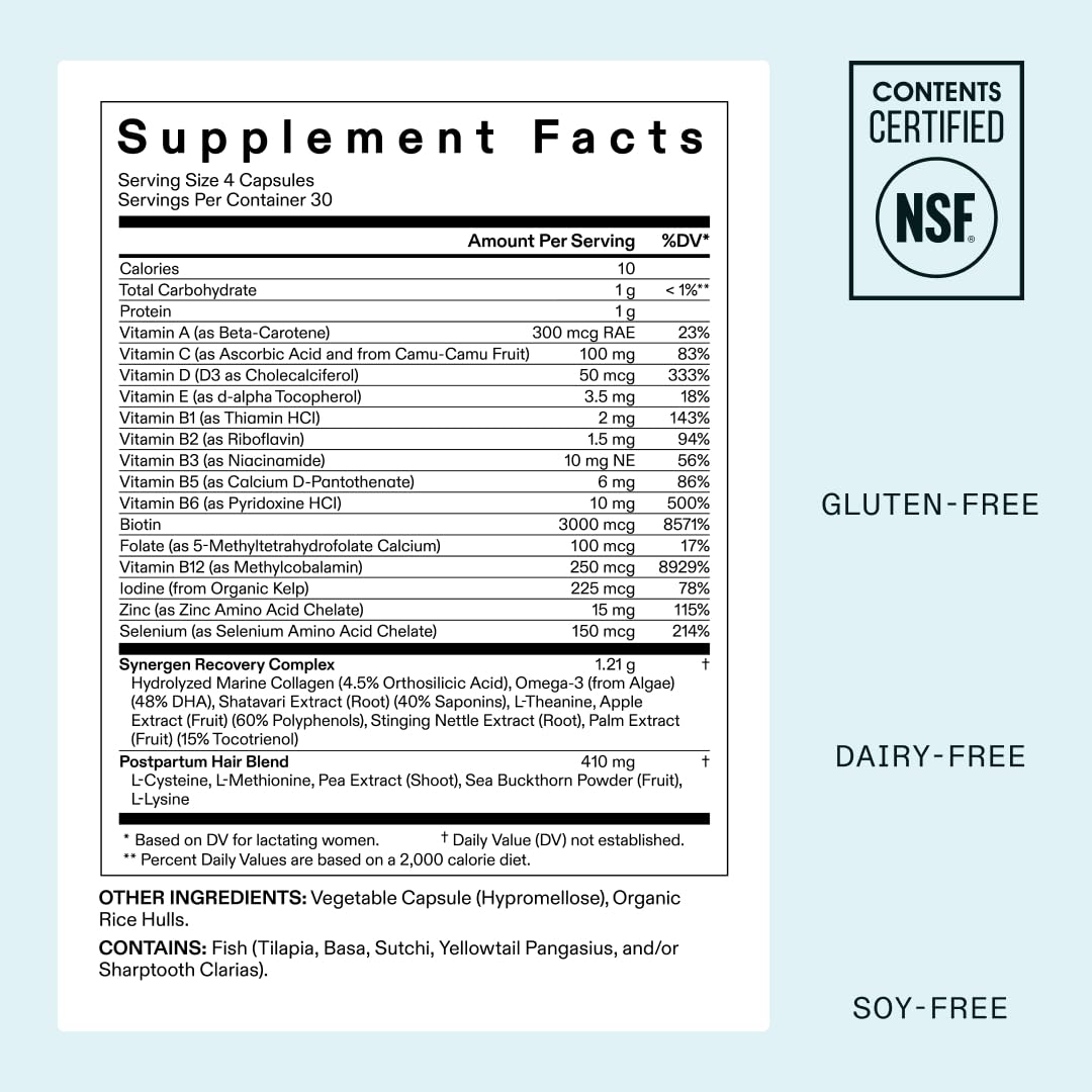 Nutrafol Postpartum Hair Growth Supplements, Clinically Tested for Visibly Thicker