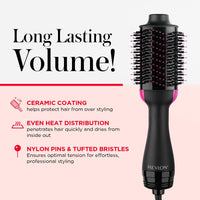 REVLON One-Step Volumizer Hair Dryer and Styler, for Less Frizz, More Shine, and Reduced Heat Damage for Salon Style Round Brush for Blowout, Black