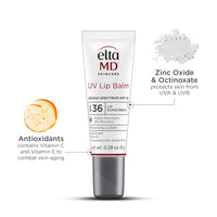 EltaMD UV Lip Balm Sunscreen, Moisturizes and Protects Dry Cracked Lips, Water Resistant up to 80 Minutes, Transparent Zinc Oxide Sunscreen
