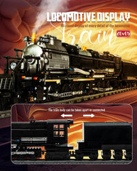 dOvOb Steam Train Big Boy Locomotive Building Kit with Train Track, Collectible Engineering Toys Display Set for Kids and Adult (1818 PCS)