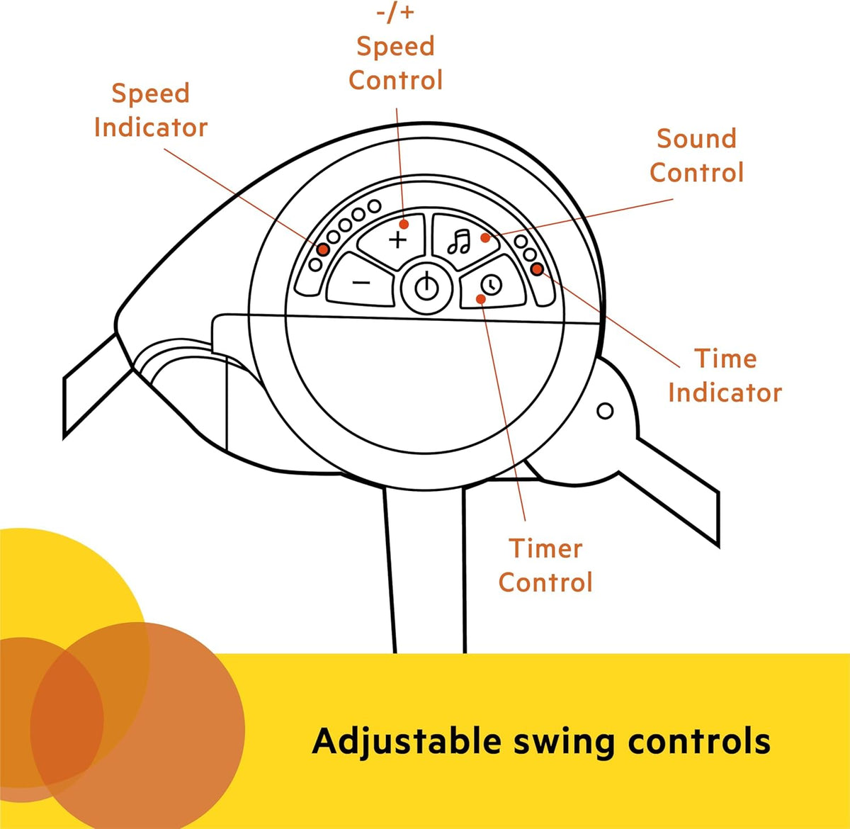 Bright Starts, Whimsical Wild Portable Compact Automatic Baby Swing with Music