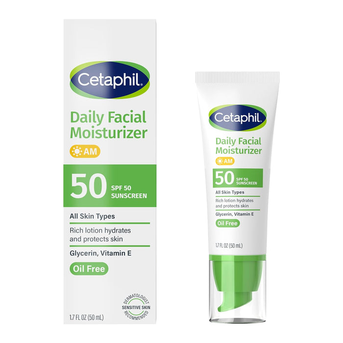 Cetaphil Daily Facial Moisturizer SPF 50, 1.7 Fl Oz (Pack of 2),  Dermatologist Recommended