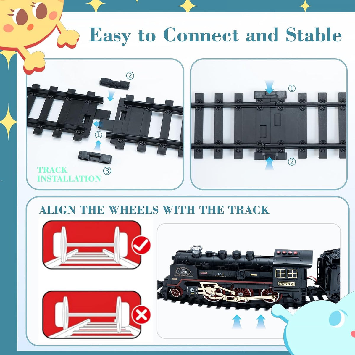 Christmas Train Set with Smoke, Light & Sound, Railway Track Electric Train