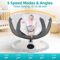 Electric Baby Swing Chair from Birth, Bluetooth Bouncer with 5 Swing Speed, 3-Stage Timer