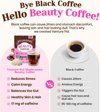 Venture Pal Premium Adaptogenic Mushroom Coffee with Multi Collagen, Lions Mane, Reishi, Chaga, Biotin, Vitamin C – Supports Energy, Focus, Skin, Hair, Nails, Joints, Digestion & Immunity,30 Servings