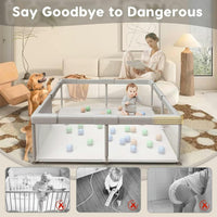 Gdaytao Large Baby Play Pen 200x180cm - Premium Oxford Fabric Playpen with 50 Pit Balls (6M-3Y)