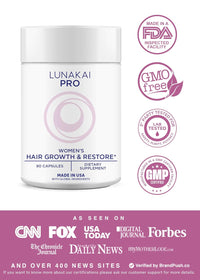 Lunakai PRO USA Made Women’s Hair Growth & Restore Vitamins – Advanced 15+ Nutrient Complex for Visible Results
