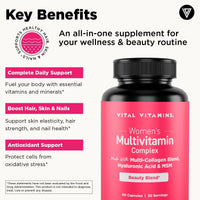 Vital Vitamins Women's Multivitamin Complex with Collagen & Hyaluronic Acid |  60 Capsules