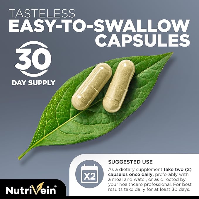 Nutrivein Premium DHT Blocker for Men & Women - with Biotin - 30 Day Supply (60 Caps)