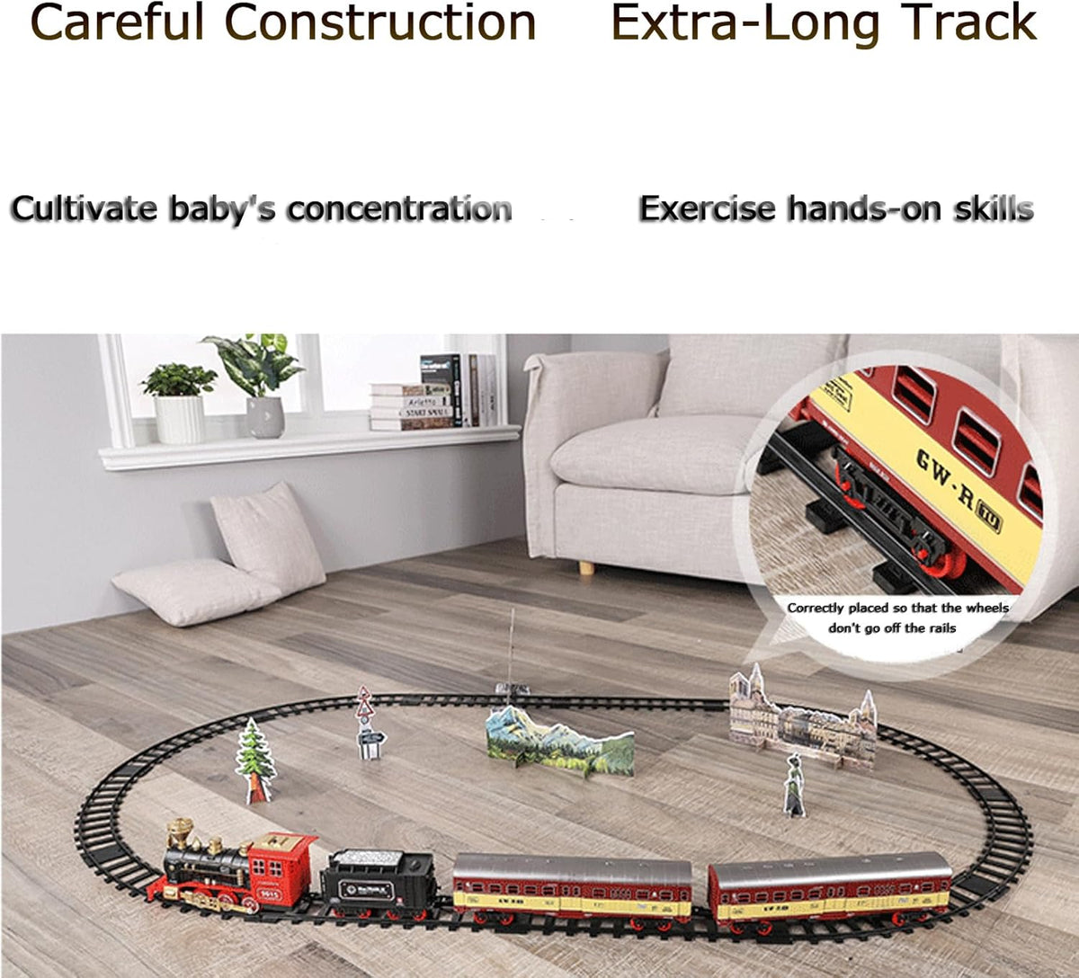 Classic Electric Model Train Set with Headlight Smoke Realistic Sounds Toy Train