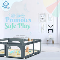 Baby Playpen with Mat 180×150cm, Baby Play Pen Extra-Large Playpens