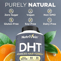 Nutrivein Premium DHT Blocker for Men & Women - with Biotin - 30 Day Supply (60 Caps)
