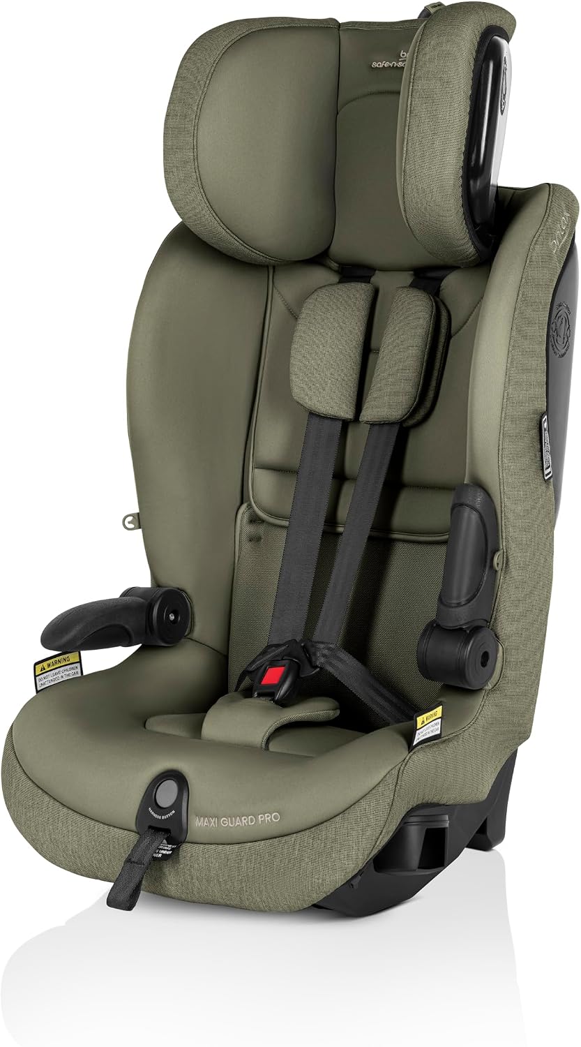 Maxi Guard Pro Style Car Seat Dark Olive, Forward Facing, in-Built Harness, 6 Months to 8 Years, Side Impact Cushion Technology, Narrow Design, Harnessed for Longer (8054)