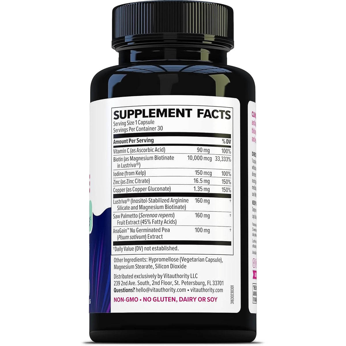 Lustriva Hair Growth Supplement for Women | Lustriva & DHT Blocker Vitamins for Thicker Fuller Locks Biotin Saw Palmetto Zinc & Copper | Reduce Shedding & Support Hair Loss for Men & Women 30 Capsules