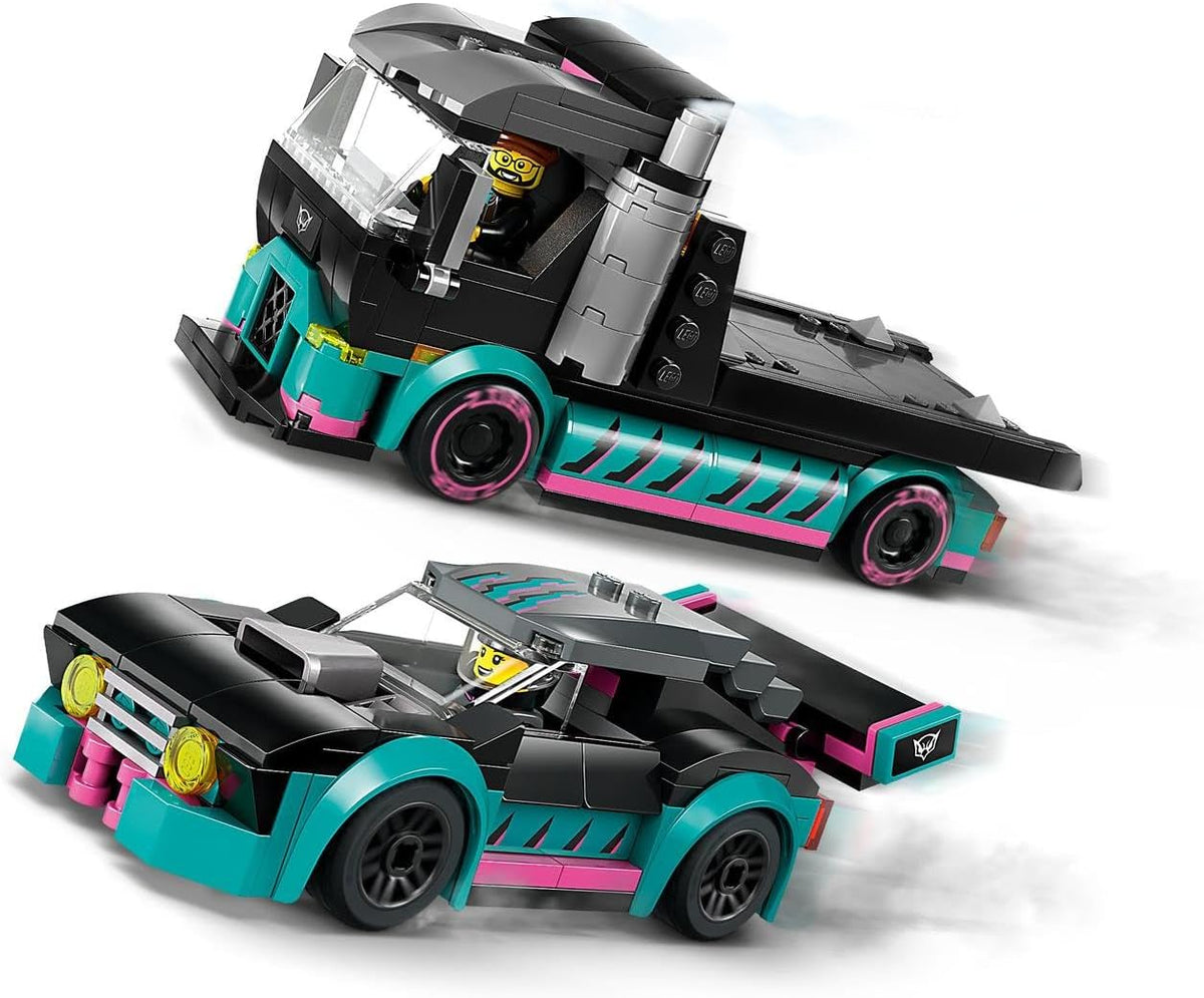 LEGO City Race Car and Car Carrier Truck Toy for 6+ Year Old Boys & Girls