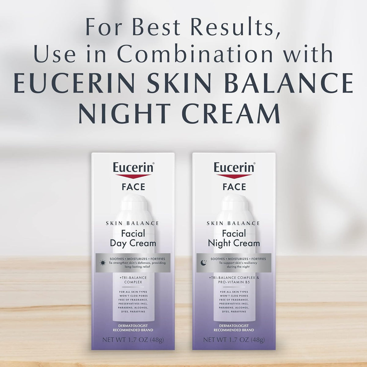 Eucerin Skin Balance Day Cream, Sensitive Skin Face Moisturizer Enriched with Tri-Balance Complex, 1.7 Oz Bottle