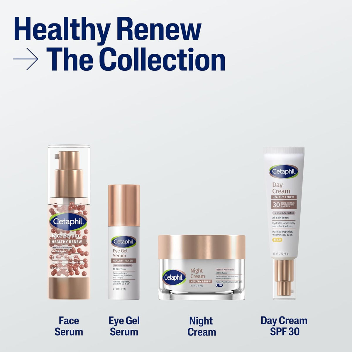 Cetaphil Healthy Renew Night Face Cream, Anti-Wrinkle, Peptides, 1.7 oz | Skin Tightening, Wrinkle Repair