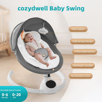 Electric Baby Swing Chair from Birth, Bluetooth Bouncer with 5 Swing Speed, 3-Stage Timer
