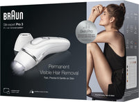Braun IPL Silk-Expert Pro 3 PL3133, Visible Hair Removal Featuring Pouch, Gifts for Women White/Silver