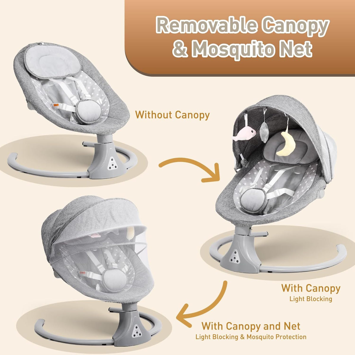 Baby Swing with Bluetooth Remote Control | Baby Swing Chair 5 Levels Electric Baby Swing Cordless | Baby Rocking Chair 12 Lullaby & 3 Timer | 3 Angle Portable Baby Bouncer Swing for Newborn Boys Girls