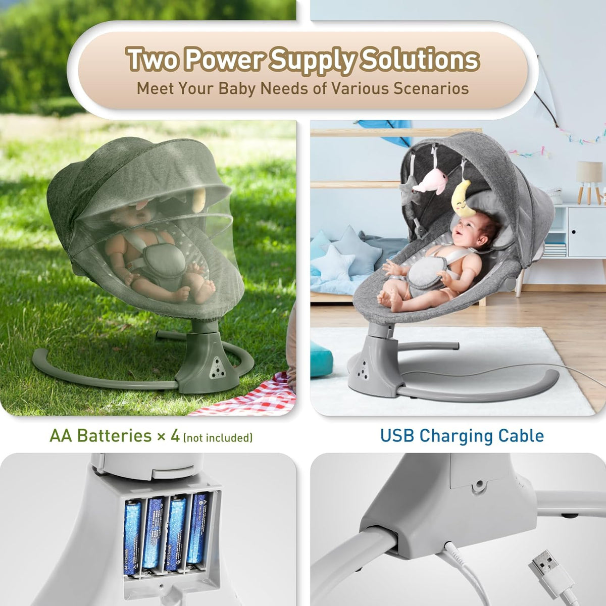 Baby Swing with Bluetooth Remote Control | Baby Swing Chair 5 Levels