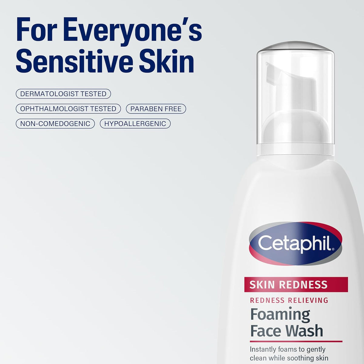 Cetaphil Redness Relieving Foaming Face Wash For Sensitive Skin, 8 Fl Oz