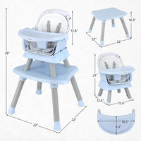INFANS 8 in 1 Baby High Chair, Convertible Highchair for Babies and Toddlers (Blue)