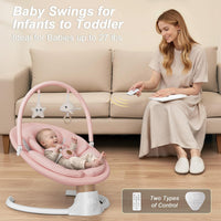 Baby Swings for Infants, FasonBaby Electric Baby Swing with 10 Preset Melodies, 5 Speeds, Remote Control and Bluetooth - Portable Infant Swing for Indoor and Outdoor(Pink)