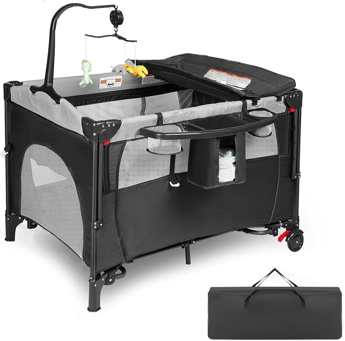 Portable Baby Crib, Foldable Baby Portacot, 4 in 1 Portable Nursery Cente