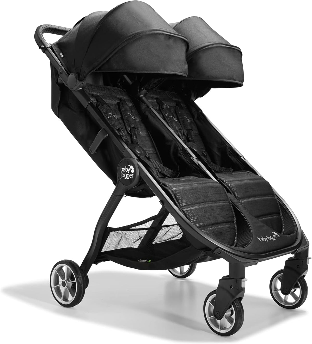 Baby Jogger Australia City Tour 2 Double Stroller (Pitch Black) - Prams & Strollers, Twins, Super Lightweight, Compact fold, Travel Pram, Lightweight and Compact, UV50+ Canopy