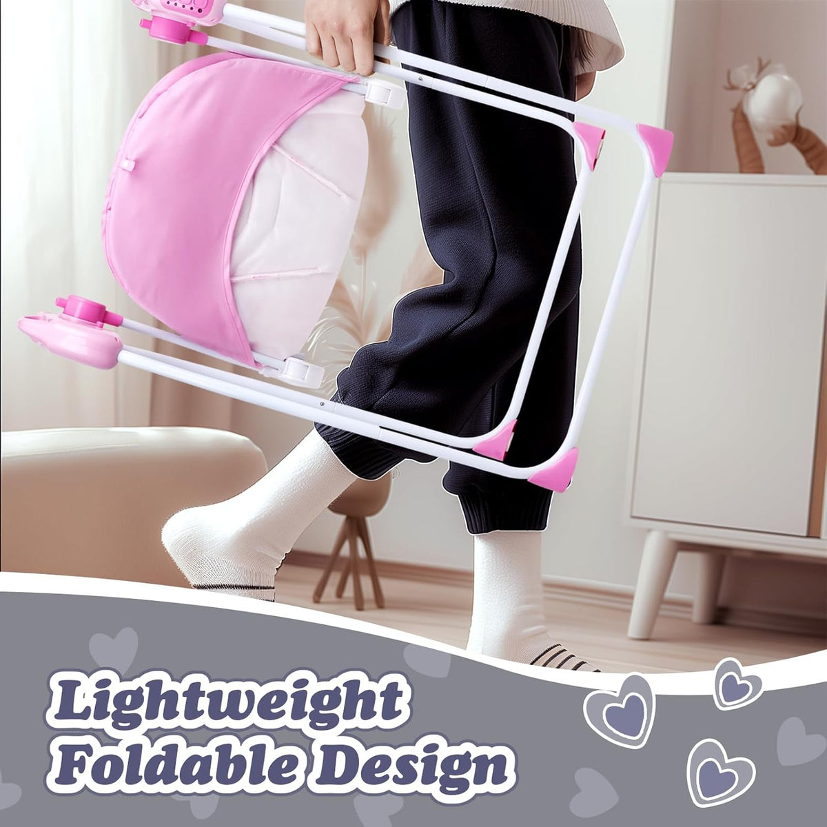 Advwin Baby Rocking Chair, Electric Baby Swing Baby Bouncer and Rocker,Electric 5 Speed Toddler Swing, Bluetooth Bouncer Seat Chair for Infants with Mosquito Net, Pink