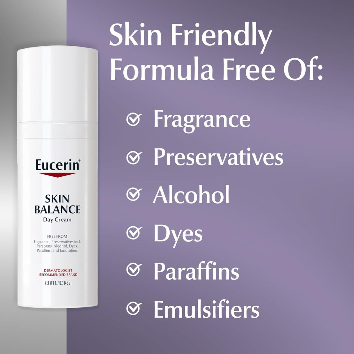 Eucerin Skin Balance Day Cream, Sensitive Skin Face Moisturizer Enriched with Tri-Balance Complex, 1.7 Oz Bottle