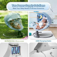 Baby Swing with Bluetooth Remote Control | Baby Swing Chair 5 Levels Electric Baby Swing Cordless | Baby Rocking Chair 12 Lullaby & 3 Timer | 3 Angle Portable Baby Bouncer Swing for Newborn (Blue)