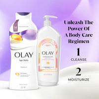 Olay Body Wash for Women, Age Defying with Vitamin E, 24hr Moisturizing, Hydrating & Refreshing, B3 Vitamin Complex, Free of Parabens & Phthalates, For All Skin Types, Scented, 22 fl oz (Pack of 4)