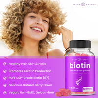 Biotin Gummies 10000mcg [High Potency] for Healthy Hair, Skin & Nails Vitamins for Women-USA MADE