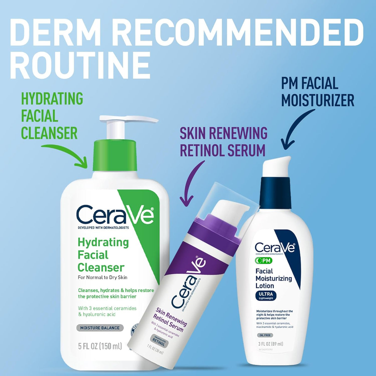 CeraVe PM Facial Moisturizing Lotion, Night Cream with Hyaluronic Acid and Niacinamide
