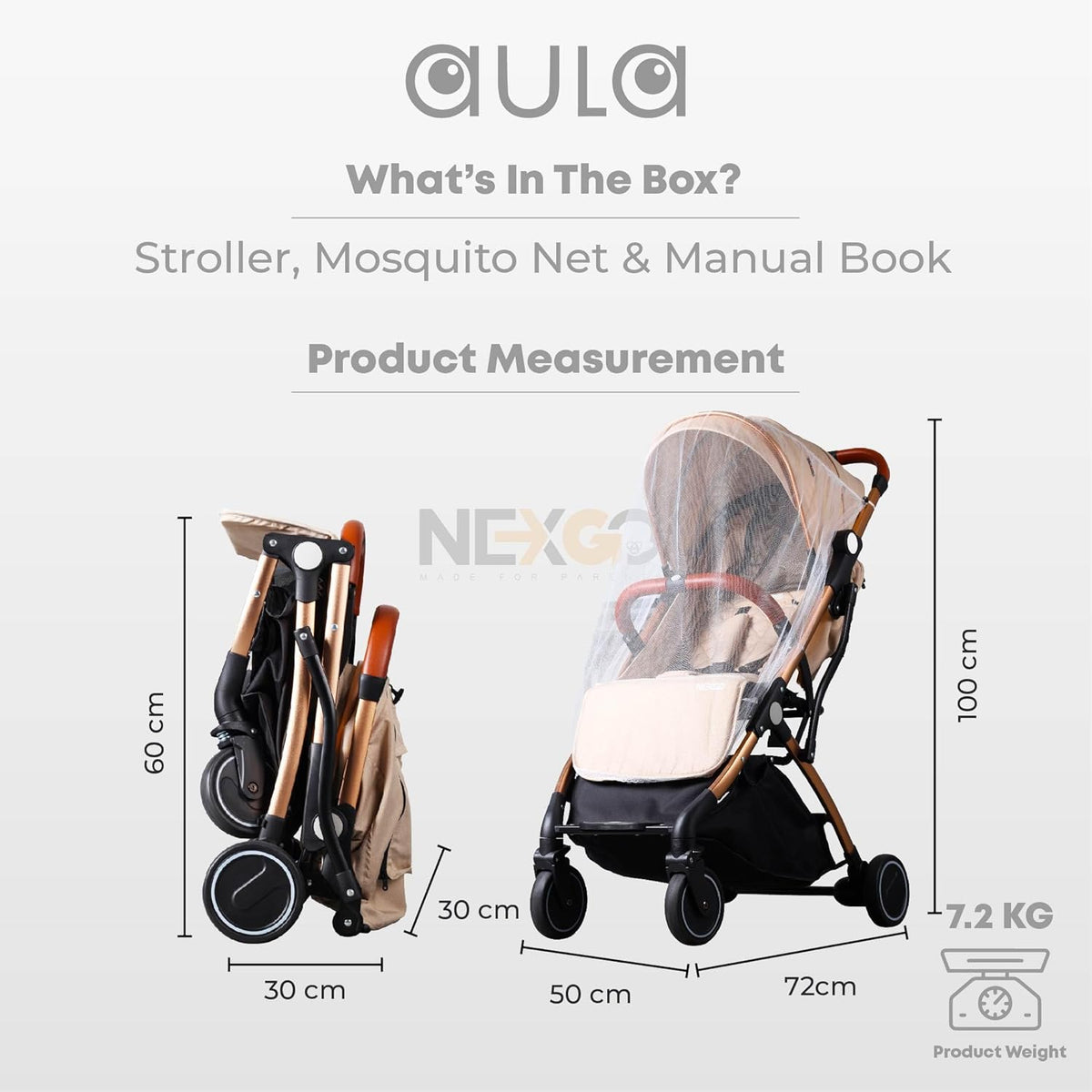 Mamakiddies Baby Pram & Stroller, One-Hand Compact Fold