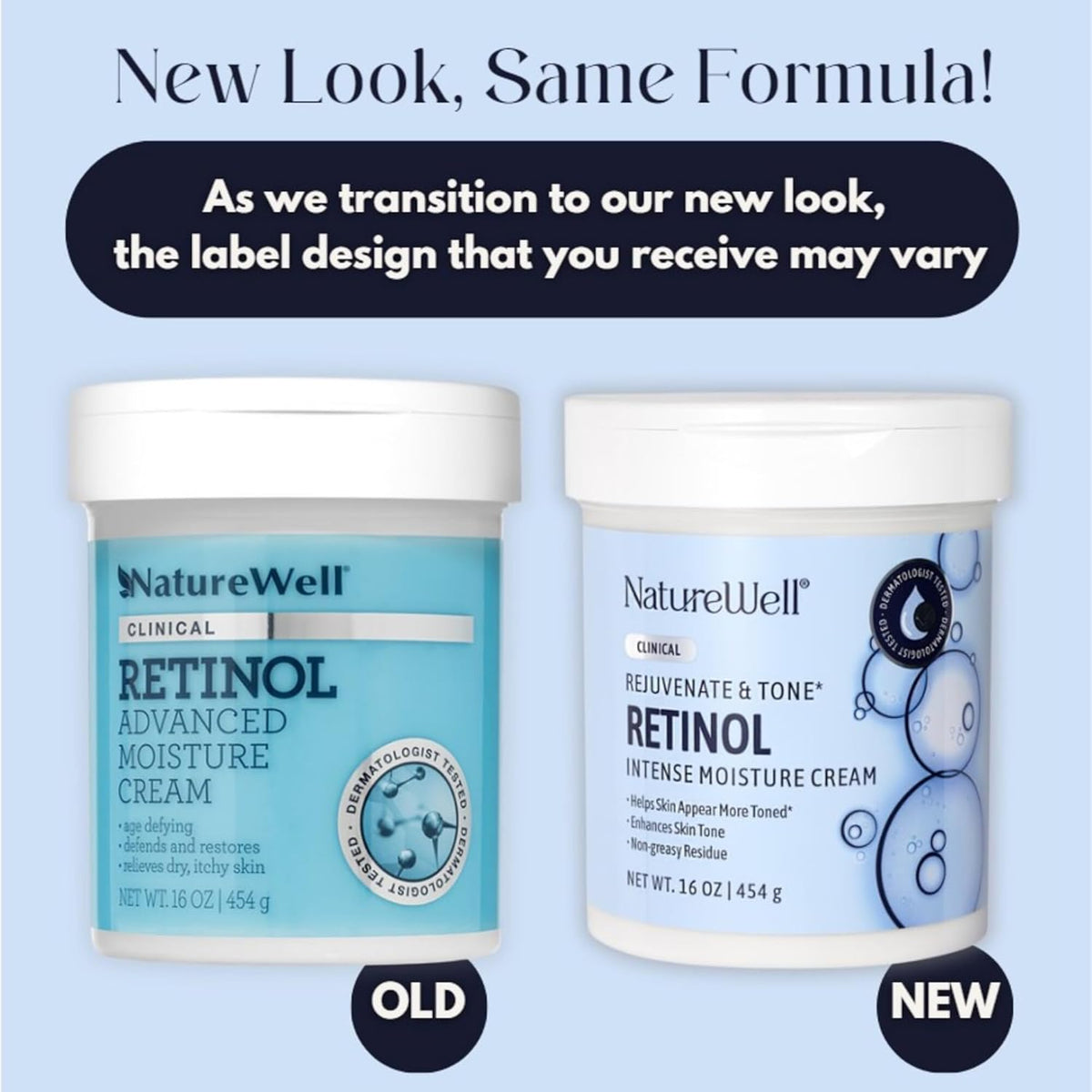 NATURE WELL Clinical Retinol Advanced Moisture Cream for Face, Body, & Hands, Anti Aging, Targets Discoloration, Wrinkles, Sun Damage, Crepey, & Sagging Skin, 16 Oz