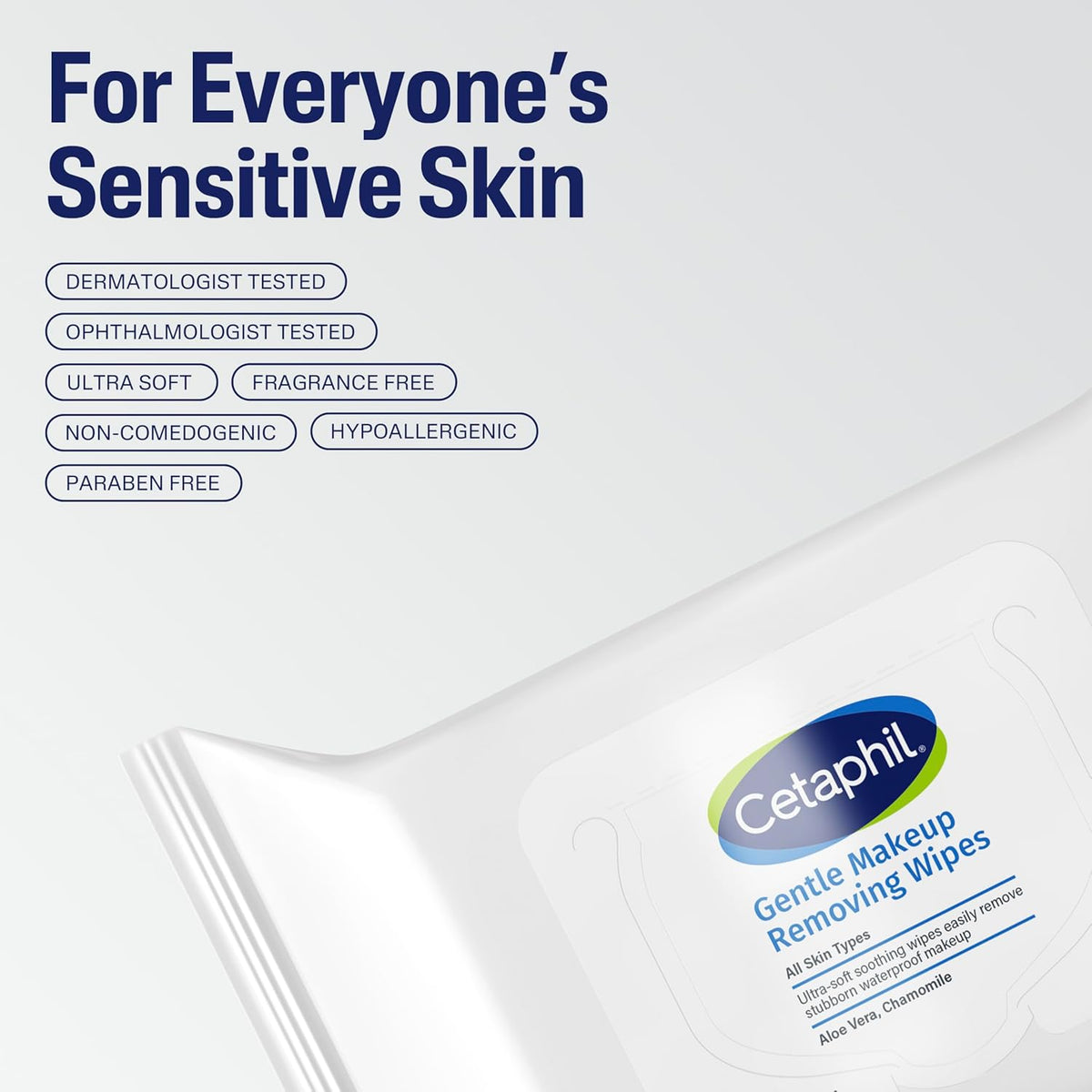 Cetaphil Gentle Makeup Remover Face Wipes, Fragrance Free, 25 Count | Dermatologist Recommended, Alcohol-Free, Fragrance-Free, Sensitive Skin, Daily Cleansing, Removes Makeup Gently
