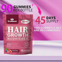 Hair Growth Gummies Women Vitamins—excellerator Nourish Hair and Nail Promote Fuller Locks with a Natural, Gentle Formula—Filled Gummies—Mixed Berry Flavor—90 Count (45-Day Supply)