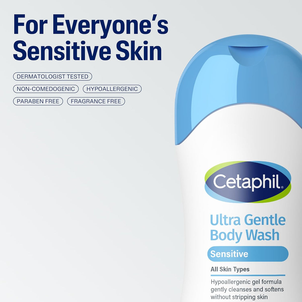 Cetaphil Ultra Gentle Body Wash, For Dry to Normal, Sensitive Skin, 16.9oz Pack of 3,