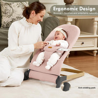 Soft & Foldable Baby Rocker with Adjustable Recline, Premium Linen Fabric & Strong Metal Frame